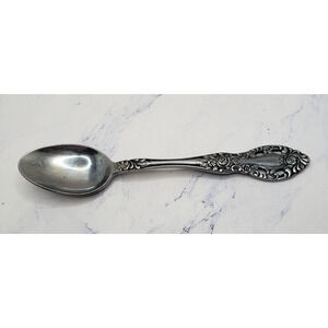 Vintage Interpur Japan Stainless Steel Floral Pattern Mid Century Spoon